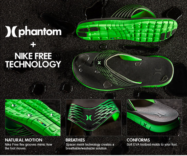 hurley phantom sandals with nike free technology